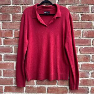 The Commons 100% Cashmere Polo Sweater Cabernet Red Mens XL NEW